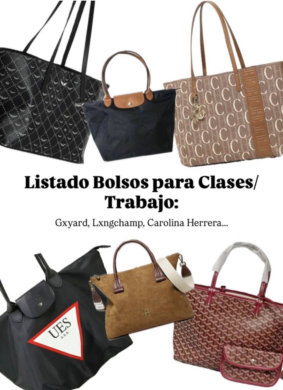 👨💻 LISTADO DE BOLSOS PARA CLASES/TRABAJO: Gxyard, Lxngchamp, Carolina Herrera, Guss… 👜 ✨